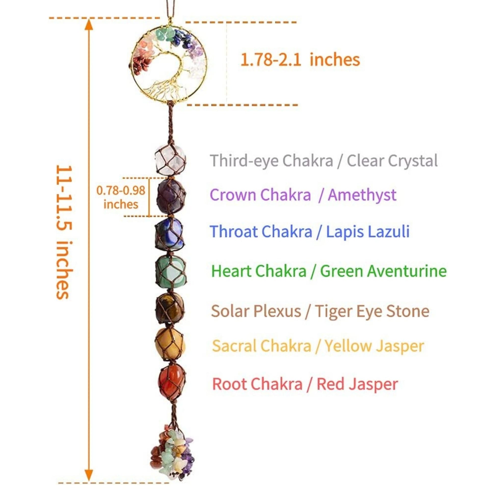 Tree of Life Healing Crystals 7 Chakra Hanging Wall Ornament - The Witches' Cupboard