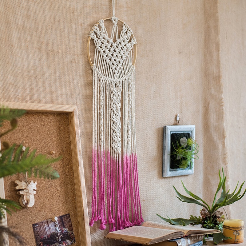 Bohemian Style Macrame Ombre Pink Wall Hanging - The Witches' Cupboard