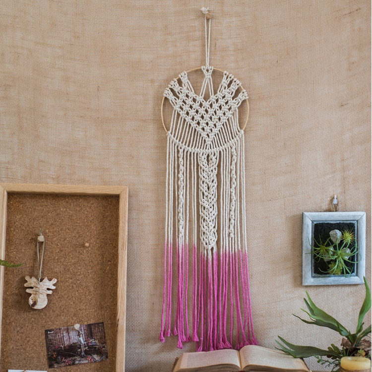 Bohemian Style Macrame Ombre Pink Wall Hanging - The Witches' Cupboard