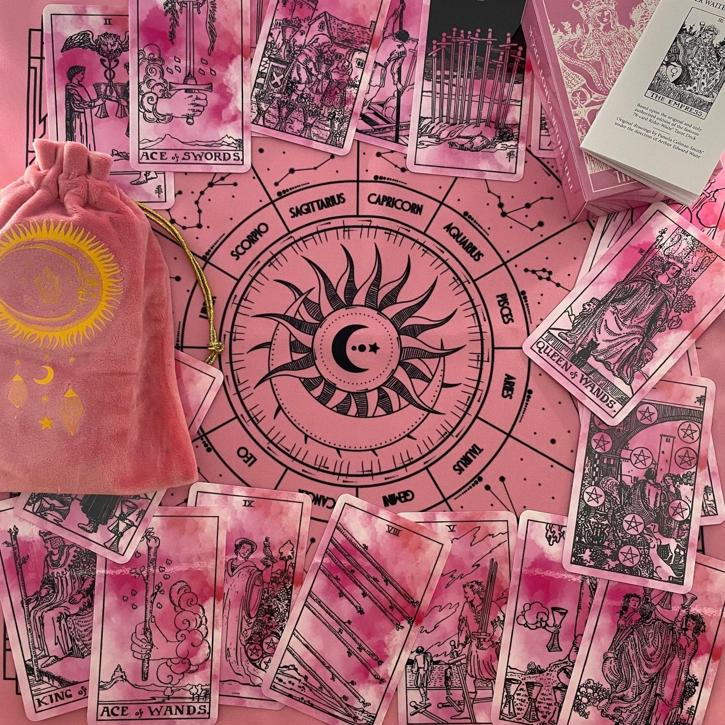 Pink Tarot Cloth for Spread - The Witches' Cupboard